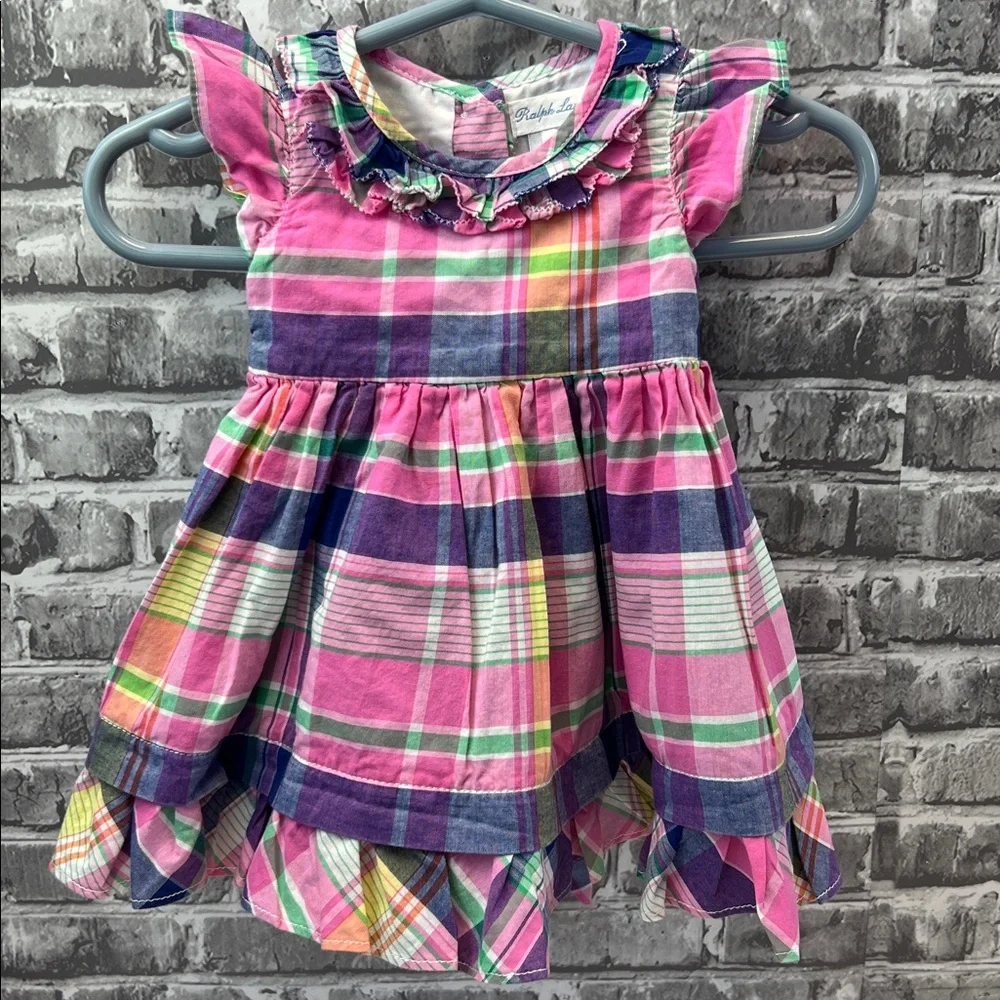 Baby girl's Ralph Lauren Pink and Green Plaid Dress